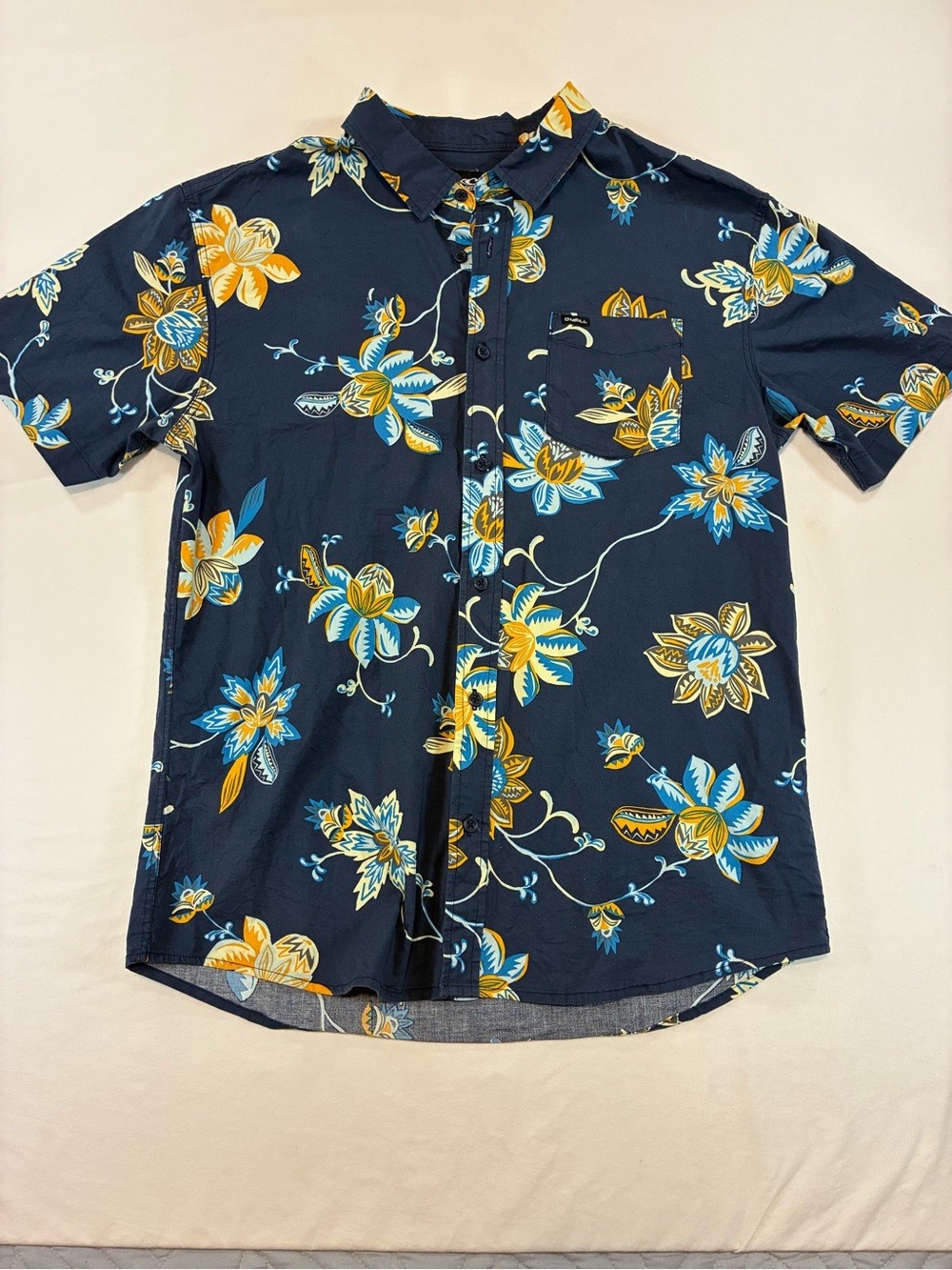 O'Neill Navy Short-Sleeve Floral Button-Down Shirt